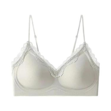 Imagem de Sutiã Feminino Sem Costura De Renda Fino Para Seios Pequenos Com Alça 