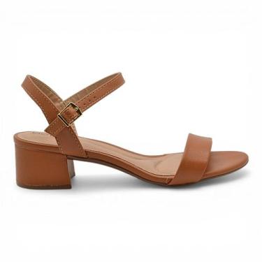 Imagem de Sandalia Beira Rio Feminina Salto Bloco Baixo Casual, Terracota, 36