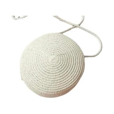 Imagem de Bolsa de Palha Minimalista Redonda - Bolsa Crossbody para Mulheres, Br