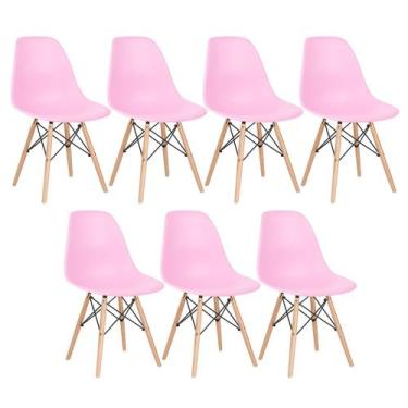 Imagem de Kit 7 Cadeiras Laráz Eames Eiffel DSW - Rosa claro - Laraz