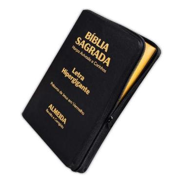 Imagem de Biblia Letra Hipergigante - Zíper - Preta - C/ Harpa - Congratulations