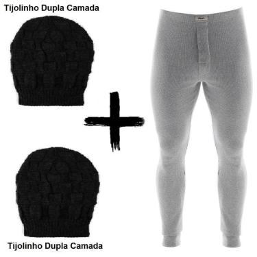 Imagem de Kit Combo Inverno Ceroula Mash Minhocão Algodão + 2 Toucas-Unissex