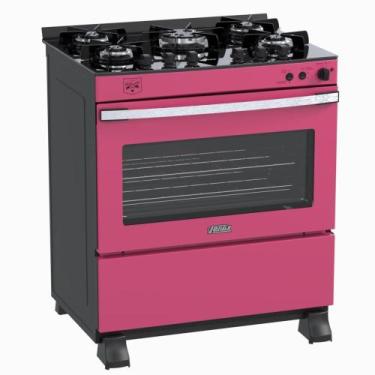 Imagem de Fogao a Gas 5 Bocas Venax Gaudi Vetro Vitreo Pink, 110V