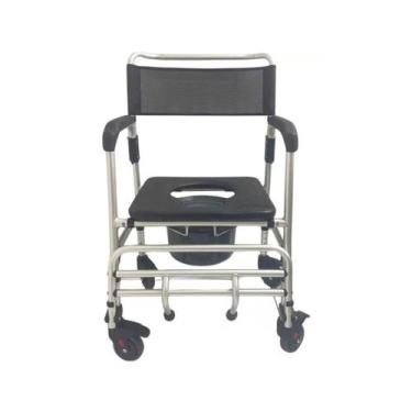 Imagem de Cadeira de Banho 4 Rodas B100 Em Alumínio Idosos Até 140kg Supermedy