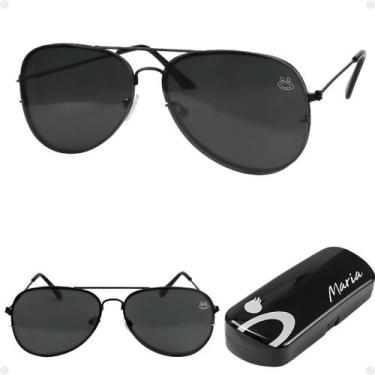 Imagem de oculos azul sol feminino inoxidável aviador aço + case qualidade premi
