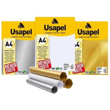 Imagem de Kit Papel Pérola Usapel A4 180g 3 Cores Prata Branco Ouro para Convite