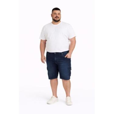 Imagem de Bermuda Cargo Masculina Plus Size Used - R Sete - Veste até 56, Jeans,