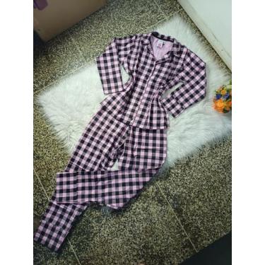 Imagem de Pijama feminino Xadrez Manga longa modelo americano - Maria rosa (Loja