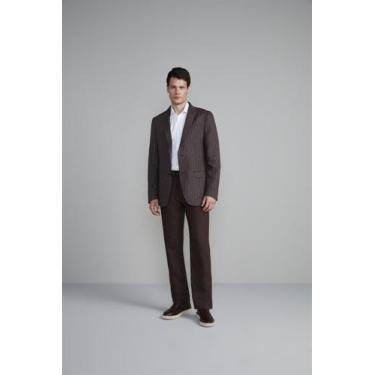Imagem de Blazer Alfaiataria Risca de Giz Slim Fit - Marrom Café - Highstil, Mar
