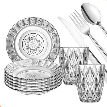 Imagem de Aparelho De Jantar Em Vidro 30 Peças Kit com Pratos Fundos , Copos E T
