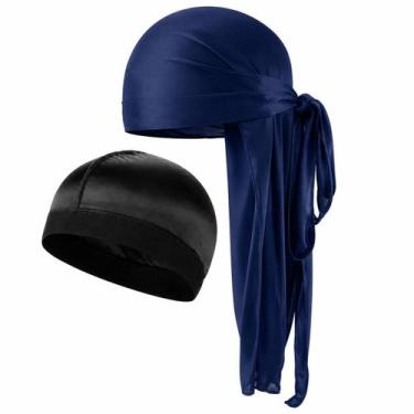 Imagem de Kit Durag Waves Original + Waves Caps - Barbershopp62, Azul