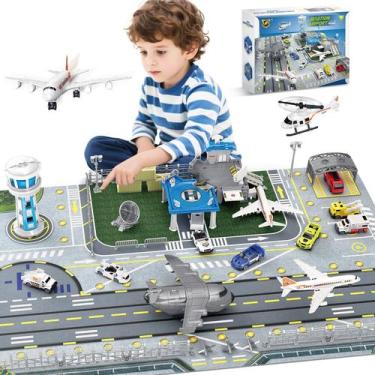 Imagem de Conjunto de Brinquedo de Avião XDUOYJOY com Tapete de Aeroporto, Camin
