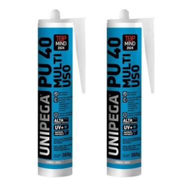 Imagem de Kit 2 Selantes PU40 Cinza 360g Unipega Multiuso Vedação Co - CIBRA