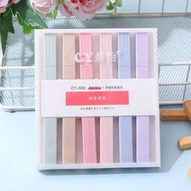 Imagem de Kit 6 Marca Texto Cores Suaves Tons Pasteis Escolar Marcador Bíblia Jo