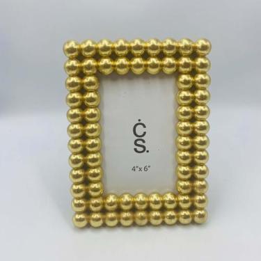 Imagem de Porta Retrato Bolinhas Dourado Metalizado - 15x20cm - SEM MARCA