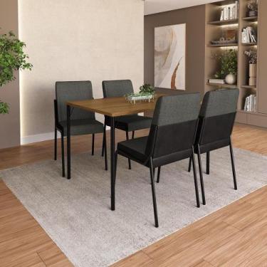 Imagem de Conjunto Savona 4 Lugares Tampo MDP material sintético Preto 120CM Móv
