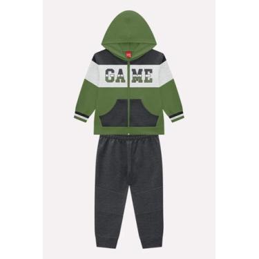 Imagem de Conjunto Menino Moletom Flanelado Detalhe Camadas Kyly, Verde mata, 8