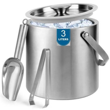 Imagem de Balde de Gelo Berverra 3L Aço Inoxidável Parede Dupla