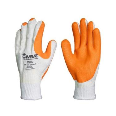 Imagem de Luva de Segurança Imbat 10 (Eg) para Proteção das Mãos com Revestimento de Látex Vulcanizado Bivolt Laranja
