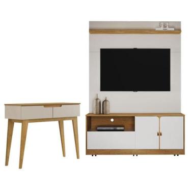 Imagem de Home Theater Monza Off White Cinamomo com Aparador para Sala de Estar 