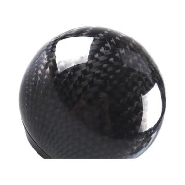 Imagem de Manopla De Câmbio Redonda Universal Em Fibra De Carbono Preta E Vermel