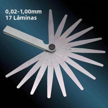 Imagem de Calibrador De Válvulas Métrico De 17 Lâminas 0.02-1.00mm Ferramenta De