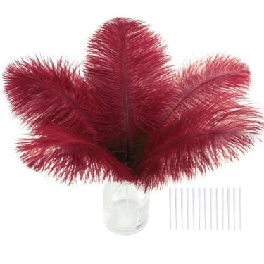Imagem de Penas de Avestruz Vermelho Vinho SOGUGOM 30 UNIDADES 20-25 cm
