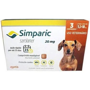 Imagem de Simparic 20mg 5,1 A 10kg Pulgas Carrapatos Caixa Com 3 Comp. - Zoetis