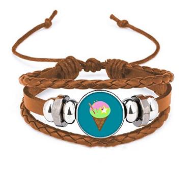 Imagem de un brand Ice Cono Gelato Cono Contorno Bracelete Doce Joias de Couro Ornamento