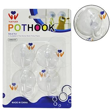 Imagem de CABIDE/GANCHO DE PLASTICO COM VENTOSA COM 4 PECAS 4CM DE Ø NA CARTELA