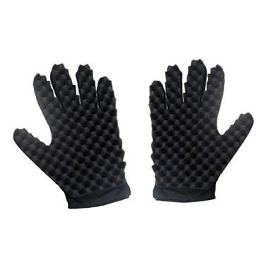 Imagem de Luvas de esponja Magic Curly, Airlxf 2 peças de luvas de esponja de cabelo onduladas para barbeiros, onduladas, preta, escova de cabelo, esponja, luvas