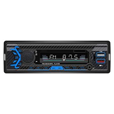 Imagem de Receptor estéreo de carro din único com assistente de voz inteligente ia bluetooth mãos livres chamadas streaming de música rádio fm reprodução e carregamento usb