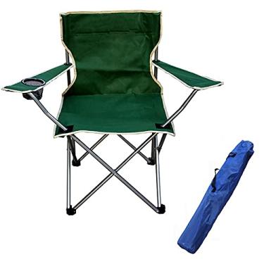 Imagem de Yajun Cadeira dobrável portátil para pesca, acampamento, praia, piquenique, com suporte para copo, tecido Oxford, dobrável, leve, para lazer, verde