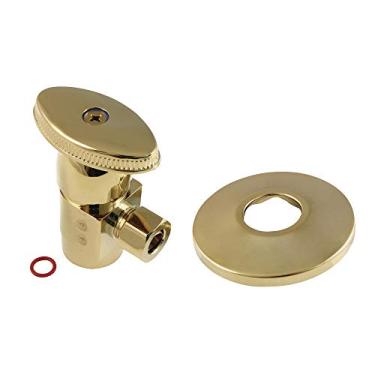 Imagem de Kingston Brass CD43302VAK 1/2" IPS x 3/8" O.D. Cartucho de disco rígido de cerâmica anti-apreensão Deluxe com flange, latão polido