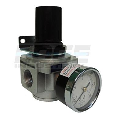 Imagem de Regulador de pressão de ar comprimido em linha resistente para compressor de ar, ajustável de 7 a 215 PSI, alta taxa de fluxo, suporte de parede e medidor incluídos (3/4" NPT, 140 CFM)