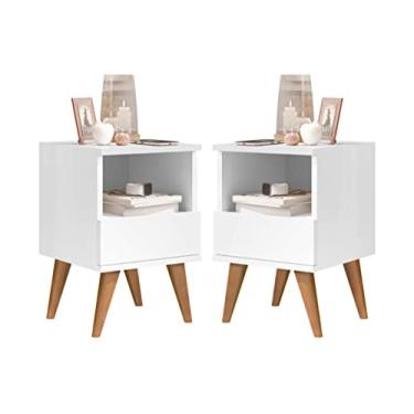 Imagem de Kit 2 Mesas de Cabeceira Creative Pés Palito Branco - JM Casa dos Moveis
