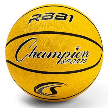 Imagem de Champion Sports Rubber Official, Heavy Duty - Bolas de basquete de estilo profissional, equipamento de basquete premium, interior e exterior - material de educação física (tamanho 7, amarelo)