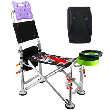 Imagem de Cadeira de pescaria 11 peças portátil cadeira de acampamento dobrável compacta ao ar livre para pesca praia acampamento família passeio com suporte de vara/mochila para pescaria presentes de pescadoria, prata, 4 kg/8,8 lbs