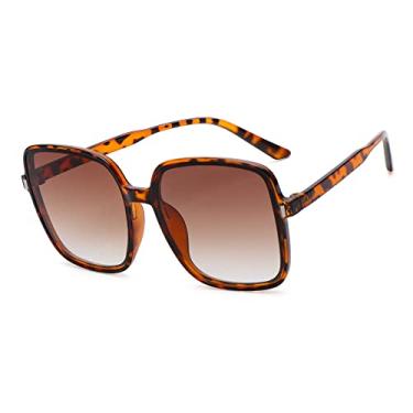 Imagem de 1 peça unissex moda óculos de sol quadrado superdimensionado retrô grande armação plana óculos de sol óculos de sol de luxo óculos de proteção uv400, b, leopardo, outros