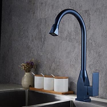 Imagem de Torneira de cozinha, torneira misturadora de cozinha rotação de 360 ​​°, torneira de cozinha de pia de alta pressão em design elegante, preto/ouro/azul/cinza/cromo, azul, china