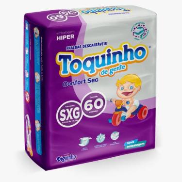 Imagem de Fralda Descartável Infantil Toquinho De Gente Premium Barato Xxg 60 Un