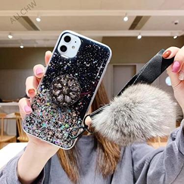 Imagem de Suporte de cristal Suporte Strap Phone Case Para iPhone 13 11 PRO MAX 8 7 Plus XSMAX XR 12 ProMax Bling Glitter TPU Coque, 12, para iphone SE 2020