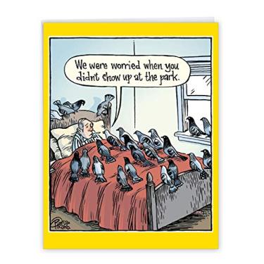 Imagem de NobleWorks - Cartão engraçado Big Get Well Soon (8,5 x 11 polegadas) - Cartão de notas com desenho animado Feel Better, saudação de humor - Pombos preocupados J2075GWG