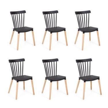 Imagem de Conjunto 6 Cadeiras Windsor Wood Design - Preta - Império Brazil Busin