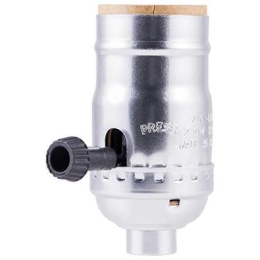 Imagem de Power Gear Soquete de lâmpada de 3 vias, base média, gire para configurações de luz baixa-média-alta, reparar/substituir lâmpadas de piso e mesa, projeto DIY, listado na UL, prata, 12829, 1 pacote