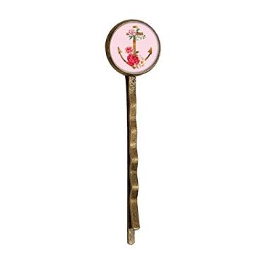 Imagem de Aquarela Rosa Âncora Flor Planta Retrô Metal Cabelos Grampo Headwear