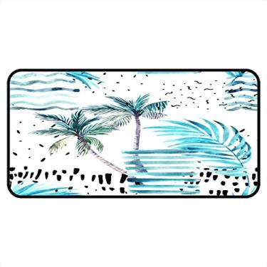 Imagem de Vijiuko Tapetes de cozinha praia azul coqueiro área de cozinha tapetes e tapetes antiderrapantes tapete de cozinha tapetes laváveis para chão de cozinha escritório em casa pia lavanderia interior ao ar livre 101 x 50 cm
