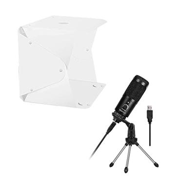 Imagem de Kit Vivitar: Estúdio Fotográfico portátil 11 polegadas LED Light Box dobrável c/fundo infinito e Microfone Condensador USB