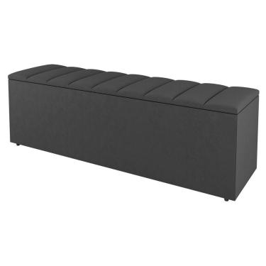 Imagem de Calçadeira Baú Casal Cora 140Cm Suede Cinza Escuro
