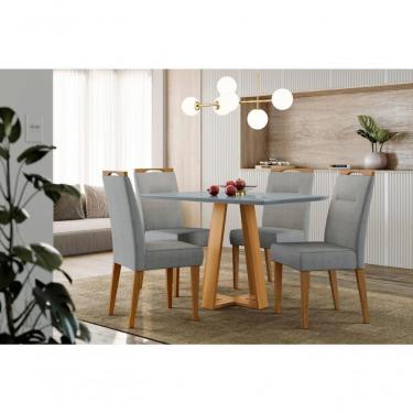 Imagem de Conjunto Sala De Jantar Mesa Lectus 1,20x0,80m Ype/cinza E 4 Cadeiras Italia Ype/linho Cinza New Ceval